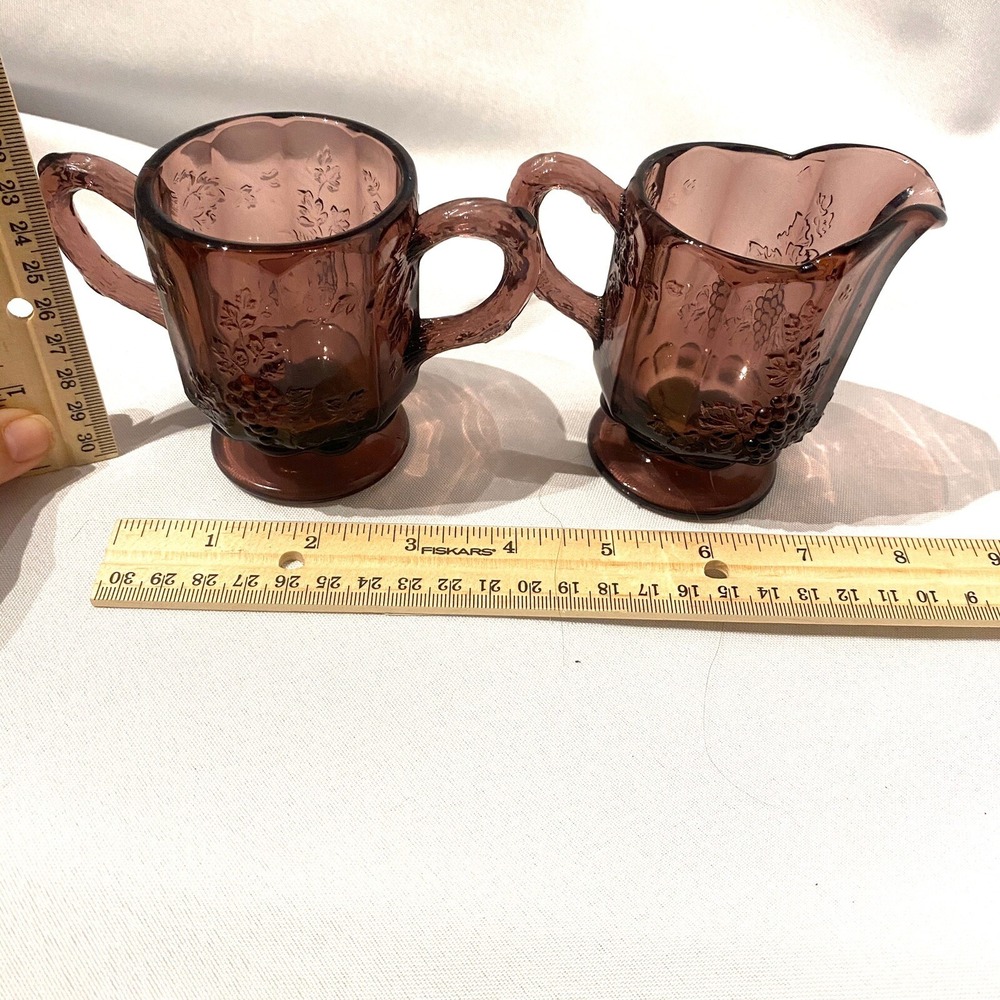 vintage deep dark purple grape sugar cup bowl & creamer pitcher cup - Picture 6 of 8